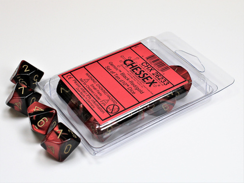 Gemini Black-Red/gold Set of Ten d10s