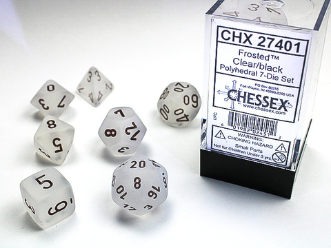 Frosted Polyhedral Clear/black 7-Die Set
