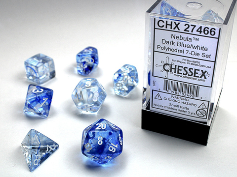 Nebula Polyhedral Dark Blue/white 7-Die Set