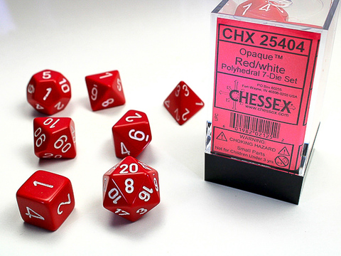 Opaque Polyhedral Red/white 7-Die Set