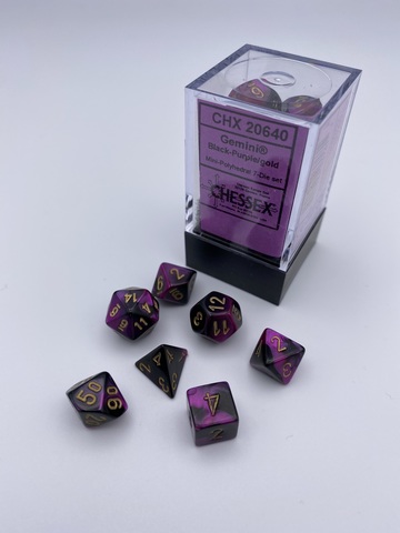 Gemini Mini-Polyhedral Black-purple/Gold 7-Die