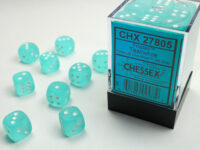 Frosted 12mm d6 Teal/white Dice Block (36 dice)