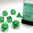 Translucent Polyhedral Green/white 7-Die Set