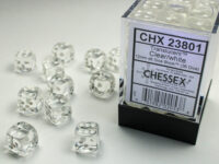 Translucent 12mm d6 Clear/white Dice Block (36 dice)