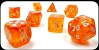 Borealis Polyhedral Blood Orange/white Luminary 7-Die