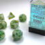 Marble Polyhedral Green/dark green 7-Die Set