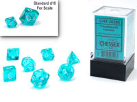 Translucent Mini-Polyhedral Teal/white 7-Die Set