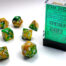 Gemini Polyhedral Gold-Green/white 7-Die Set