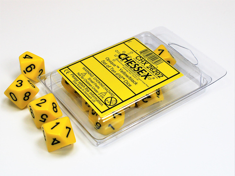 Chessex Opaque Polyhedral Ten d10 Set - Yellow/black