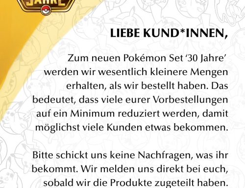 Lieferverzögerung Pokémon 30-Jahre-Set